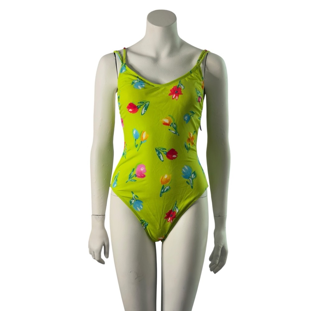 Vintage Green Floral One Piece - Indie Sleaze Motel Muse